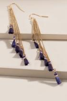 Francesca's Marina Tasseled Chain Drop Earrings - Purple