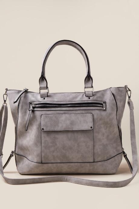 Francescas Charlie Front Pocket Tote - Gray