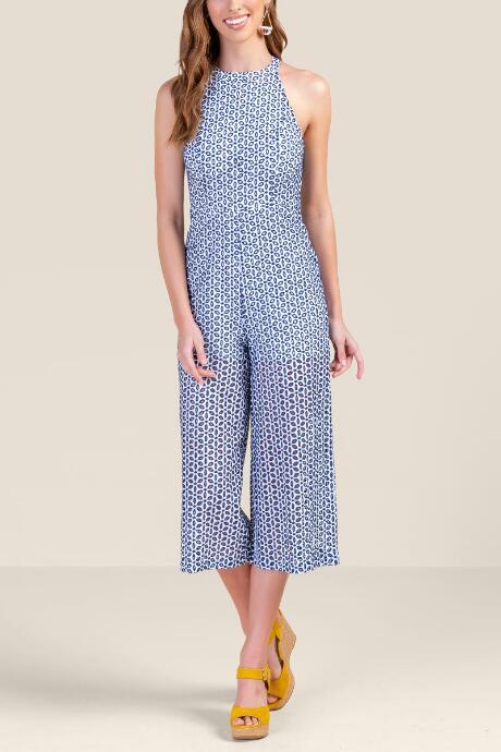 Francesca's Audrina Eyelet Jumpsuit - Navy
