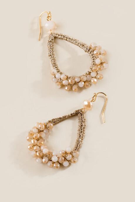 Francesca's Erica Beaded Teardrop Earrings - Champagne