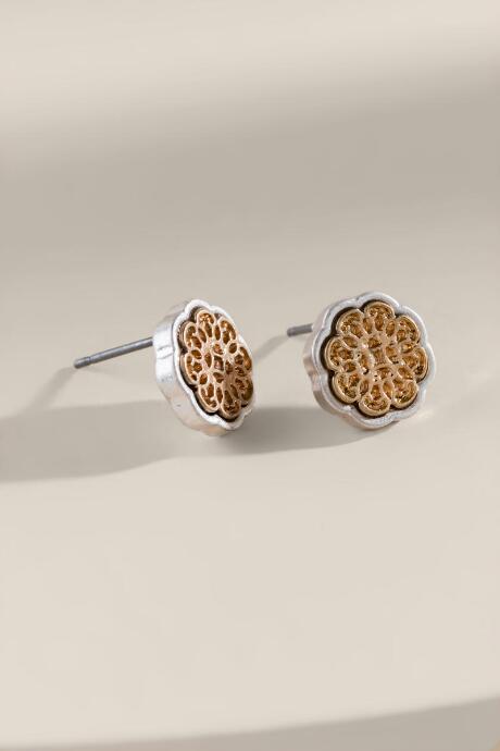 Francesca's Marisa Filigree Stud Earrings - Mixed Plating