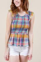 Francesca's Camden Plaid Tank Top - Blue