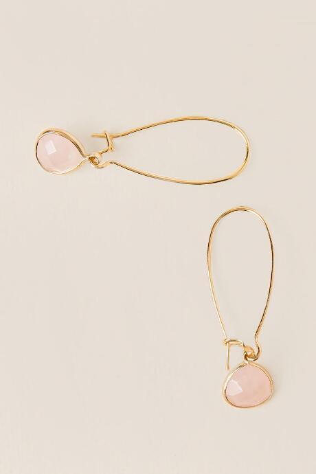 Francesca's Nicole Stone Teardrop Earring - Blush
