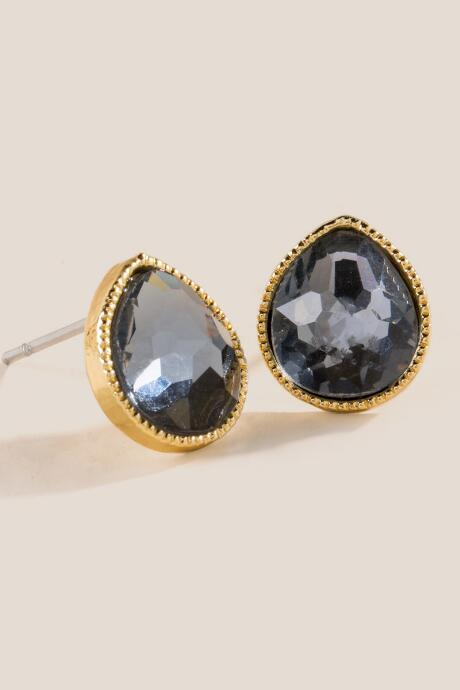Francesca Inchess Farryn Teardrop Crystal Studs - Black