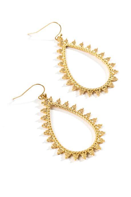 Francesca's Paulina Pointed Scallop Teardrop Earrings - Gold
