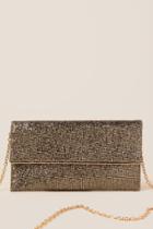 Francesca's Greta Fold-over Tonal Embellished Crossbody Clutch - Gold