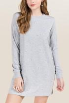 Alya Allegra Pearl Sweatshirt Dress - Gray