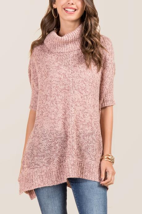 Francesca's Selma Cowl Neck Poncho - Mauve