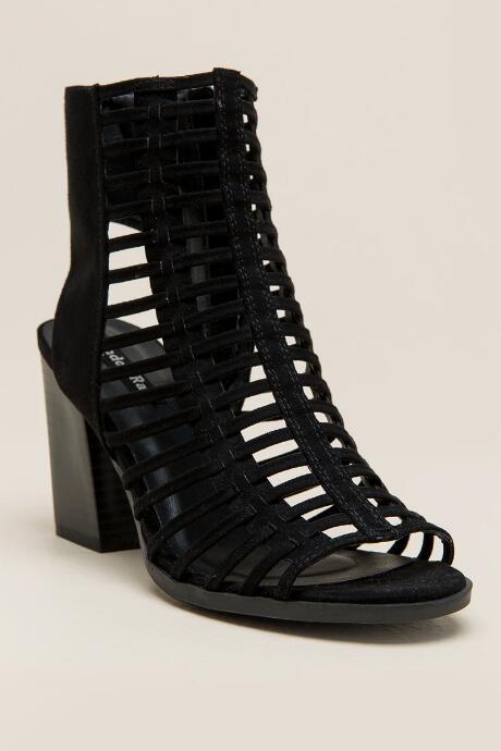 Francesca Inchess Annie Caged Block Heel - Black
