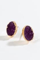 Francesca's Judith Oval Druzy Studs - Burgundy