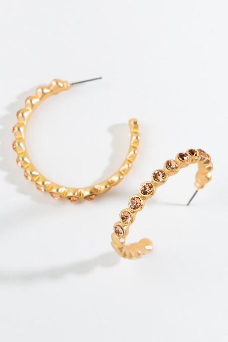 Francesca's Kaia Scalloped Hoops - Pale Pink