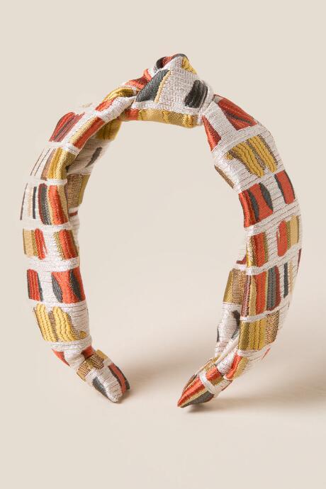 Francesca's Anna Mosaic Satin Headband - Beige