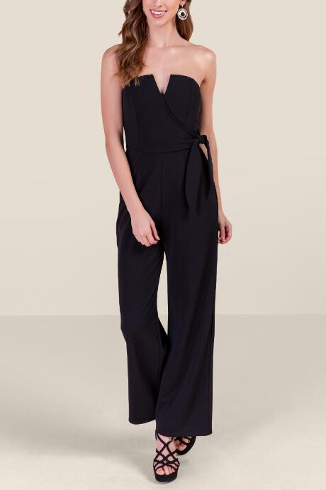 Francesca's Kathleen Strapless Jumpsuit - Black