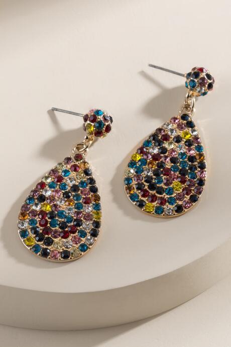 Francesca's Genna Rainbow Glitz Teardrop Earrings - Multi