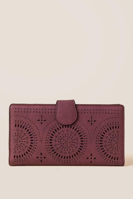 Francesca's Giannina Perforated Wallet - Burgundy