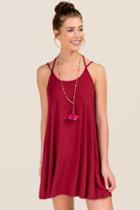 Francesca's Carol Lattice Back Shift Dress - Wine
