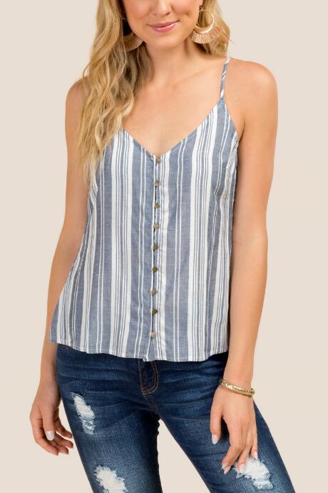 Francesca Inchess Mila Button Front Tank - Blue