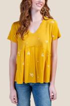 Francesca's Callie Peplum Tee - Mustard