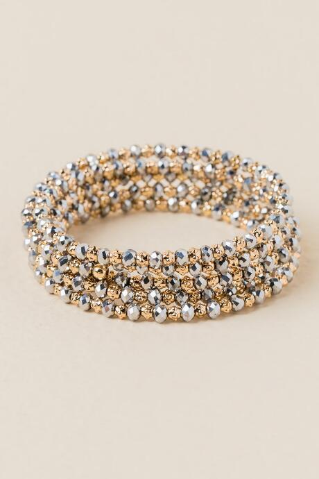 Francesca's Kendalla Bead Coil Bracelet - Gray