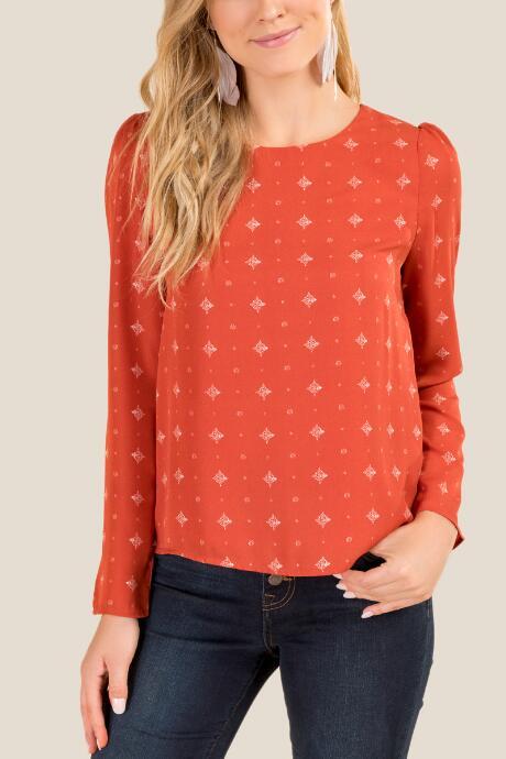 Francesca's Karessa Classic Blouse - Cinnamon