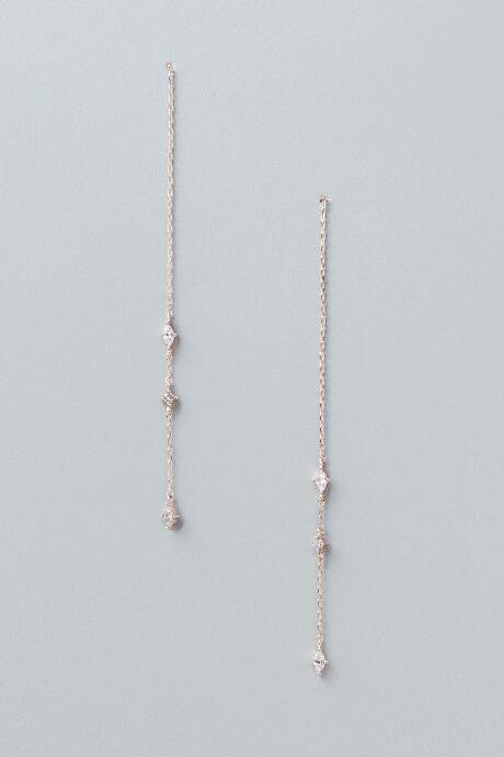 Francesca's Alivea Cubic Zirconia Linear Drop Earring In Rose Gold - Rose/gold