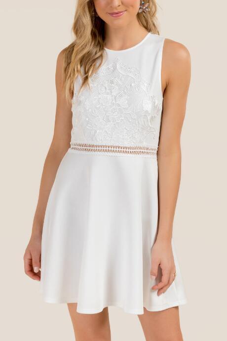 Francesca Inchess Beecher Lace Bust Eyelet Waist Combo Dress - White