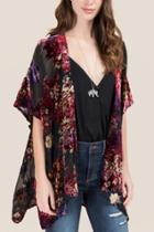 Fracesca's Rosa Floral Velvet Burnout Ruana - Black