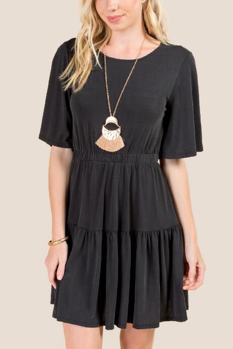 Francesca's Karen A-line Knit Dress - Black