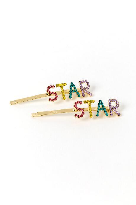 Francesca's Jill Rainbow Star Bobby Pins - Multi