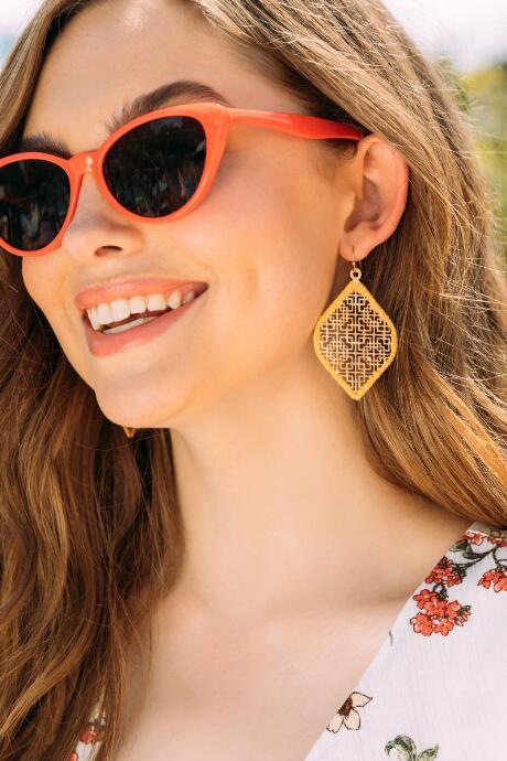 Francesca's Jayda Filigree Woven Drop Earrings - Marigold