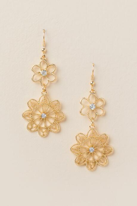 Francesca's Michelle Flower Drop Earring - Gold