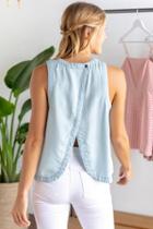 Francesca's Marty Split Back Tank Top - Medium Wash