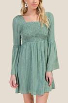 Francesca's Christina Smocked Top Dress - Moss