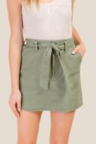 Francesca's Darla Paperbag Waist Skirt - Deep Moss
