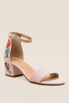 Xoxo Henry Embroidered Low Block Heel - Blush