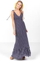 Francesca's Asha Stripe Tiered Maxi Dress - Navy
