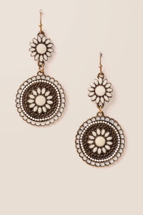 Francesca's Amelia Flower Drop Earring In Ivory - Ivory