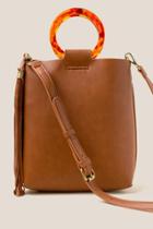 Francesca's Ali Marbled Resin Top Handle Crossbody - Brown