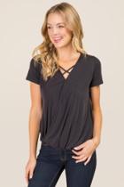 Alya Eisley Surplus X Neck Cupro Top - Black
