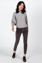 Francesca's Farahn Mock Neck Sweater - Heather Gray