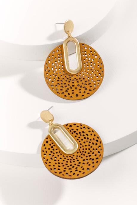 Francesca's Rylee Leather Drop Earrings - Brown