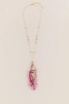 Francesca's Noa Feather Pendant Necklace - Rose