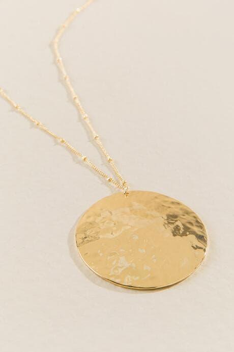 Francesca's Kimora Hammered Gold Pendant - Gold