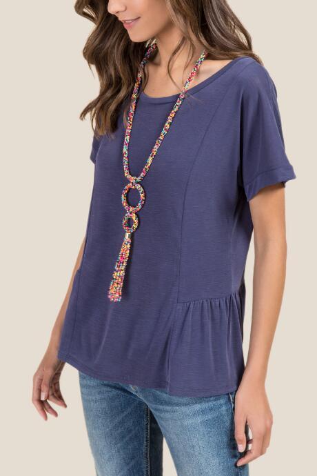Francesca Inchess Vanessa Peplum Basic Top - Navy