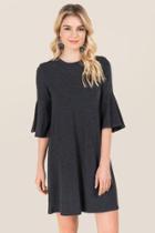 Alya Clair Lantern Sleeve Knit Dress - Gray