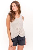 Francesca's Regan Twist Front Tank Top - Sand