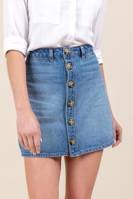 Francesca Inchess Sam High Waisted Denim Skirt - Medium Wash