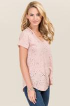 Alya Corey Cut Out Distressed Knit Tee - Mauve