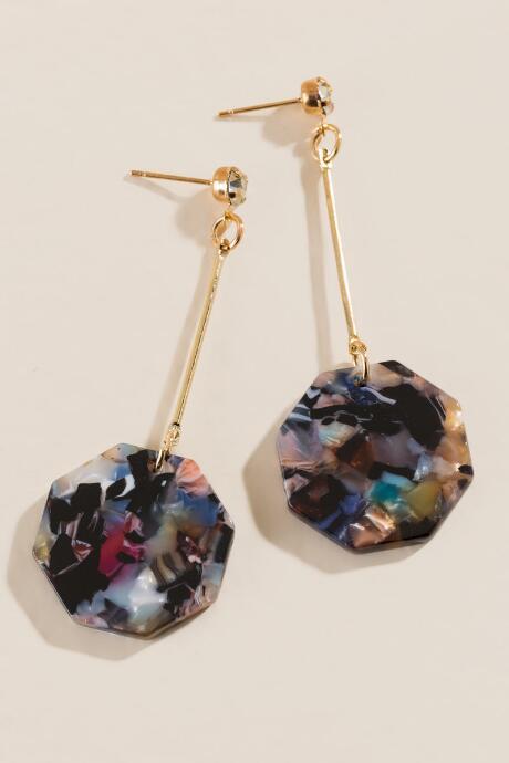 Francesca's Scarlett Octagon Drop Earrings - Amber