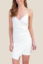 Francesca's Ariel Ruched Wrap Dress - White